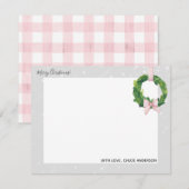 Cartes de vœux Couronne de gingham pour les Fêtes (Devant / Derrière)