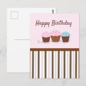Cartes de vœux Cupcakes Joyeux Anniversaire (Devant / Derrière)