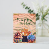 Cartes de vœux Cupcakes Joyeux Anniversaire Simple (Debout devant)