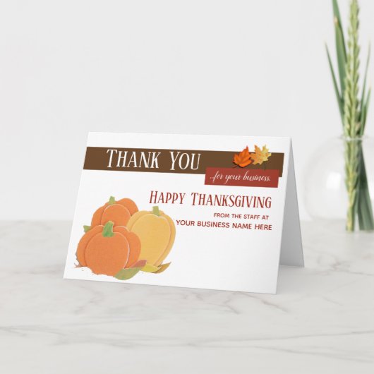 Cartes de vœux d'affaires de Thanksgiving à motif  (Devant)