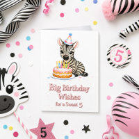 Cartes de vœux d'anniversaire 5 ans sucrées Zèbre