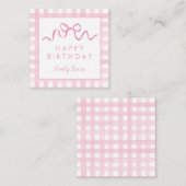 Cartes de vœux d'anniversaire à ruban rose (Devant / Derrière)