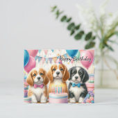 Cartes de vœux d'anniversaire de chiots mignons (Debout devant)