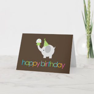 Cartes de voeux d'anniversaire d'éléphant et de