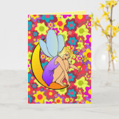 Cartes de vœux d'anniversaire pour fille FÉE PIXIE (Fleur jaune)