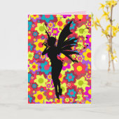 Cartes de vœux d'anniversaire pour fille FÉE PIXIE (Fleur jaune)