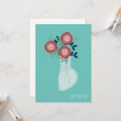 Cartes de vœux d'anniversaire simples de fleurs ch (Devant/Arrière en situation)