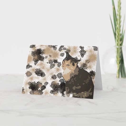 Cartes de voeux de blanc de conception de chat de (Devant)