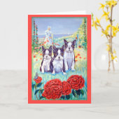 Cartes de voeux de Boston Terrier (Fleur jaune)