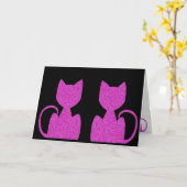 Cartes de voeux de chat rose (Fleur jaune)