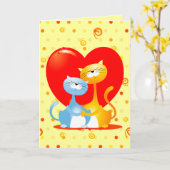 Cartes de vœux de chats amoureux (Fleur jaune)