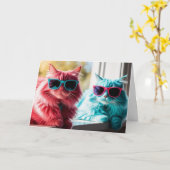 Cartes de vœux de chats colorés mignons (Fleur jaune)