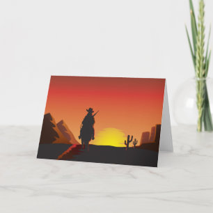 Cartes de voeux de cowboy de coucher du soleil