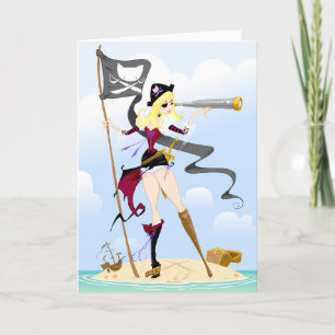 Cartes de voeux de fille Pirate mignonne