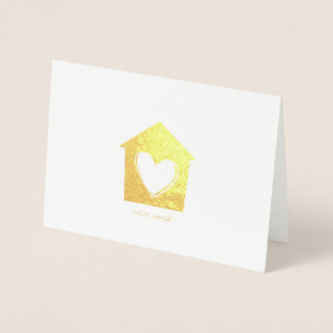 Cartes de voeux de la maison de coeur Etched Gold 
