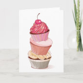Cartes de voeux de la pile de cupcake (Devant)