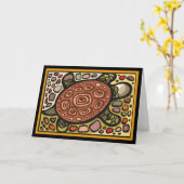 Cartes de voeux de la tortue de mer de Mosaic (Fleur jaune)