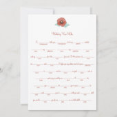 Cartes de Vœux de Mariage Fleurs de Pivoines Rouge (Dos)