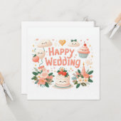 Cartes de vœux de mariage joyeux  (Devant/Arrière en situation)