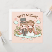 Cartes de vœux de mariage joyeux (Devant/Arrière en situation)