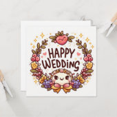 Cartes de vœux de mariage joyeux (Devant/Arrière en situation)