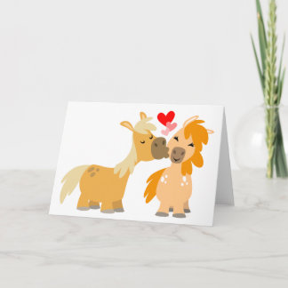 Cartes de vœux de mignons poneys de dessin animé a