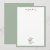 Cartes de vœux de Noël à l'aquarelle avec feuilles (Devant / Derrière)