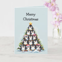 Cartes de vœux de Noël au manchot amusant