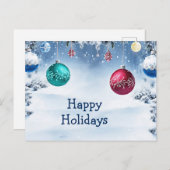 Cartes de vœux de Noël Boules enneigées (Devant / Derrière)