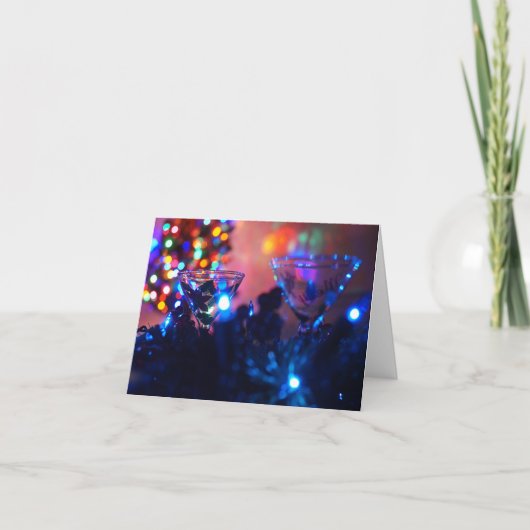 Cartes de vœux de Noël Cocktails Bleus de Noël (Devant)