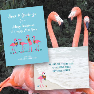 Cartes de vœux de Noël Flamants roses personnalisé