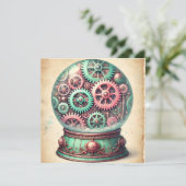 Cartes de vœux de Noël pastel Steampunk dans une b (Debout devant)