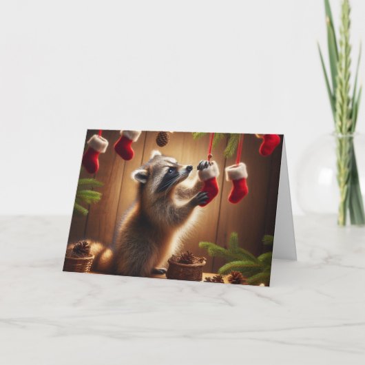 Cartes de voeux de Noël Raccoon (Devant)