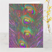 Cartes de voeux de Noël Tinsel Peacock (Fleur jaune)