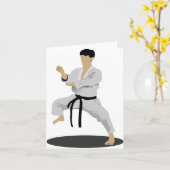 Cartes de vœux de pose de karaté (Fleur jaune)