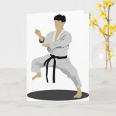 Cartes de voeux de pose de karaté (Fleur jaune)
