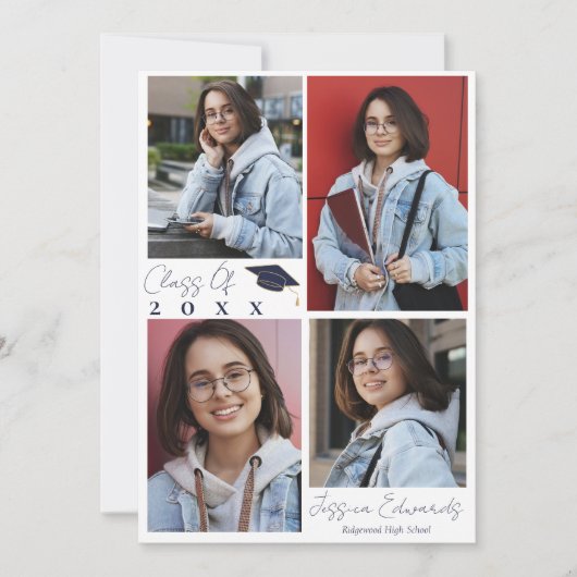 Cartes de voeux de remise de diplôme multi-photos  (Devant)