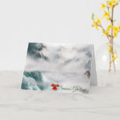 Cartes de vœux de saison à thème loup (Fleur jaune)