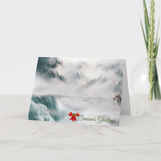 Cartes de vœux de saison à thème loup (Devant)