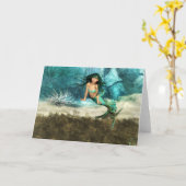 Cartes de voeux de sirène sur fond océanique (Fleur jaune)