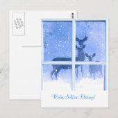 Cartes de vœux de solstice d'hiver Cerf (Devant / Derrière)