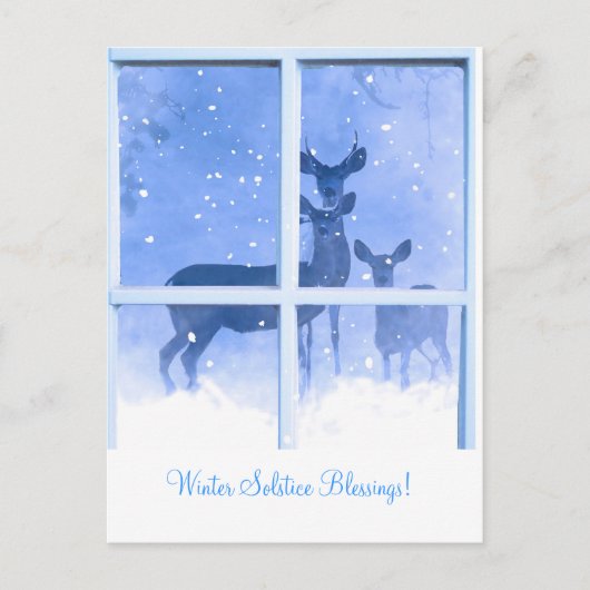 Cartes de vœux de solstice d'hiver Cerf (Devant)