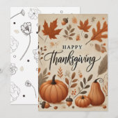Cartes de Vœux de Thanksgiving (Devant / Derrière)
