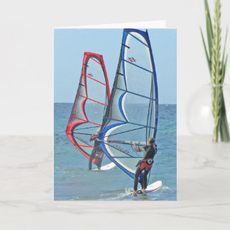Cartes de voeux de trio de planche à voile