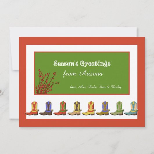 Cartes de vœux de vacances Bottes en rangée (Devant)