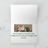 Cartes de vœux de vacances de hibou avec enveloppe (Intérieur)