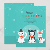 Cartes de vœux de vacances de la clinique vétérina (Devant / Derrière)