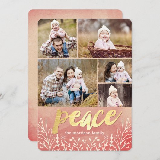 Cartes de vœux de vacances de salutation paisible (Devant / Derrière)