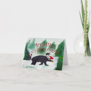 Cartes de vœux de vacances d'ours noir de Noël Bea