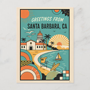 Cartes de vœux de voyage rétro Santa Barbara CA an